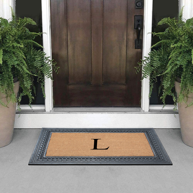 A1HC Natural Coir Monogrammed Picture Frame Door Mat For Front Door, sold Anti-Shed Treated Durable Doormat for Outdoor Entrance, 24